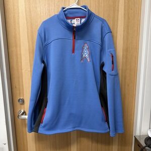 Houston Oilers NFL Quarter Zip Pullover XL Blue Red Logo Spellout Excellent VTG